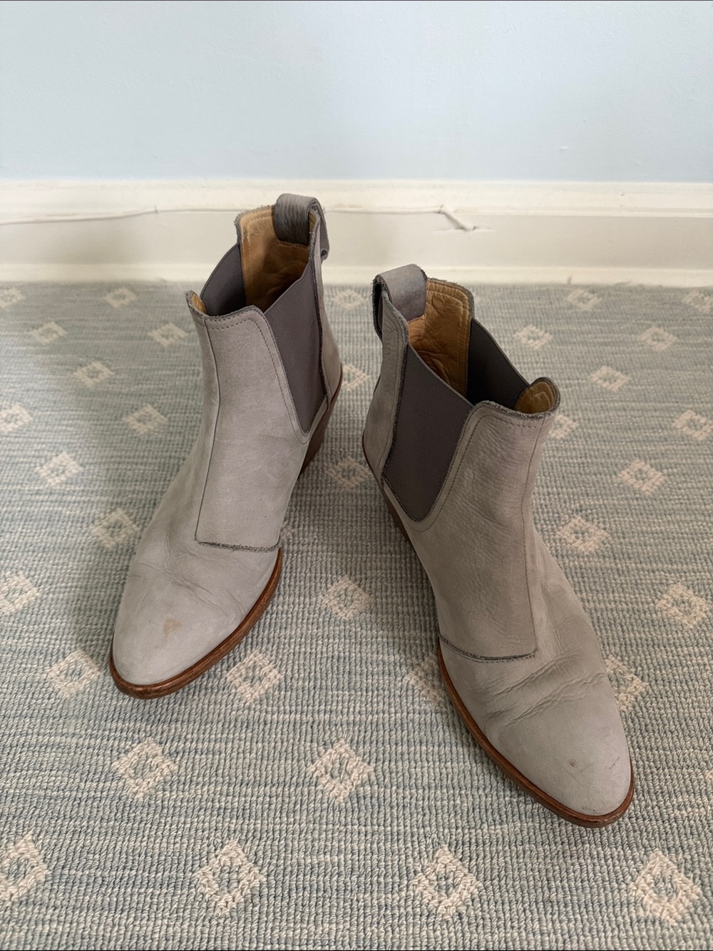 rag & bone Light Gray Suede Chelsea Booties